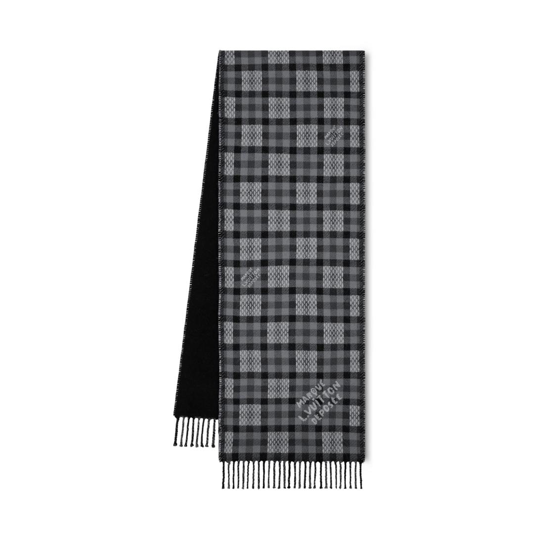 本日のみ！LOUIS VUITTON ブラック チェック マフラー louis-vuitton--